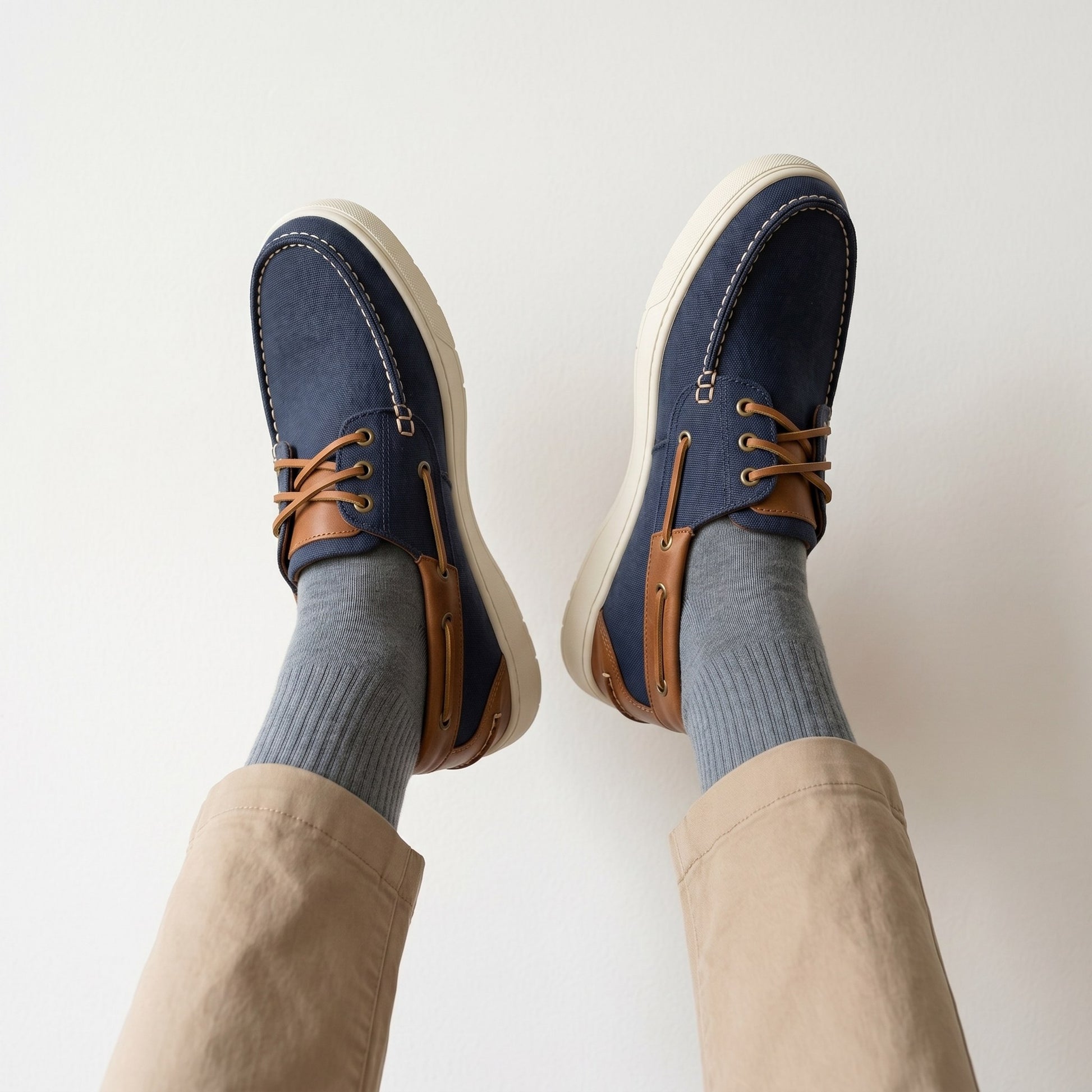 Luxury Edition - Artisian Made Blue Italian Leather Brindisi Two Tone Boat Shoes
