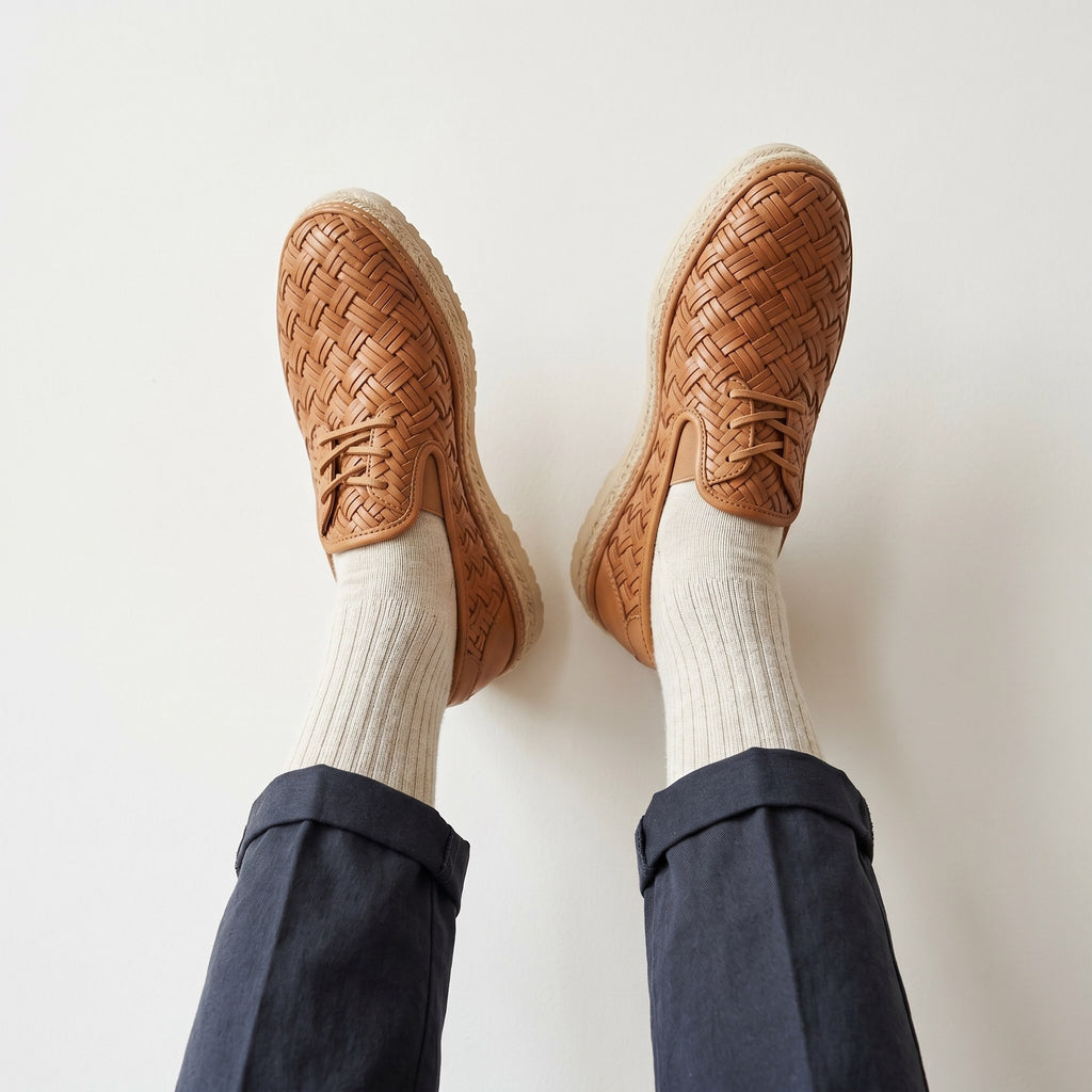 Luxury Edition - Artisian Made Tan Italian Leather Otranto Hand Woven Slip On Loafers