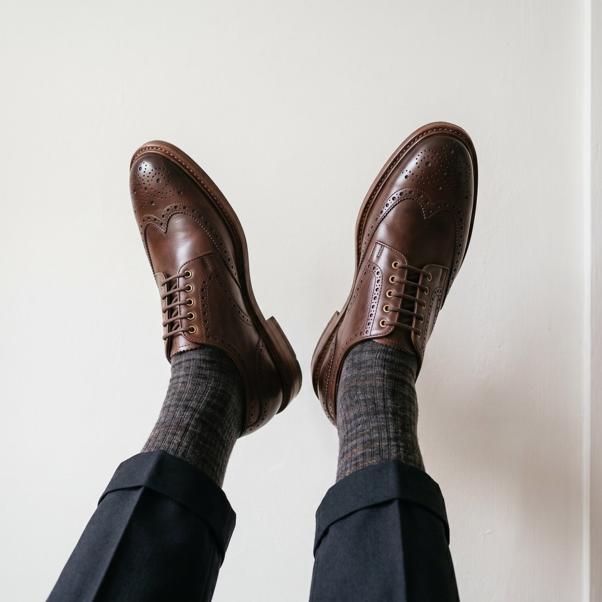 Luxury Edition - Artisian Made Brown Italian Leather Padova Wingtip Brogue Derby Shoes