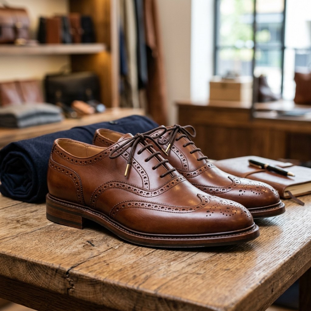 Luxury Edition - Artisian Made Tan Italian Leather Cesena Wingtip Brogue Oxford Shoes