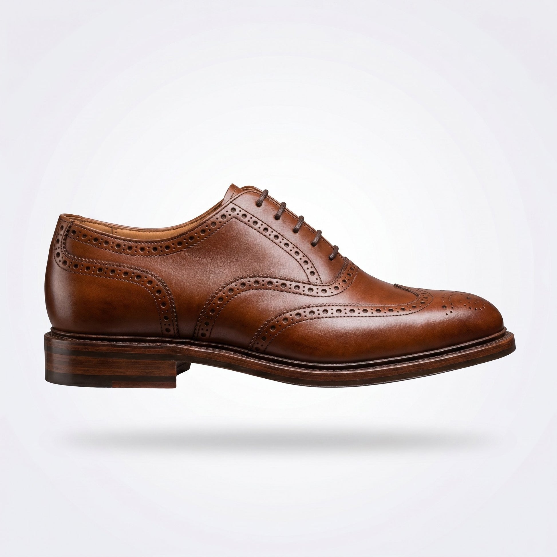 Luxury Edition - Artisian Made Tan Italian Leather Cesena Wingtip Brogue Oxford Shoes