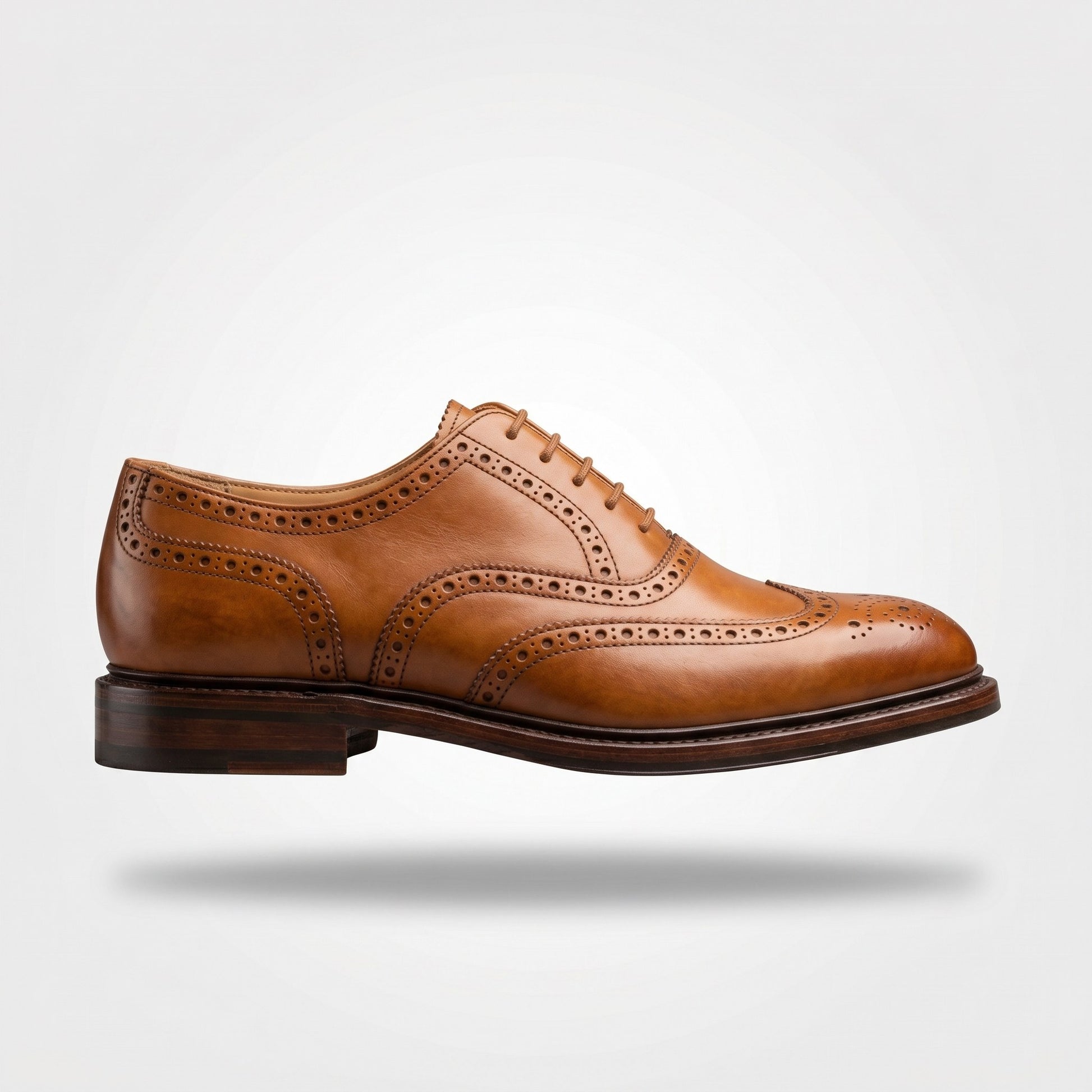 Luxury Edition - Artisian Made Tan Italian Leather Imola Wingtip Brogue Oxford Shoes