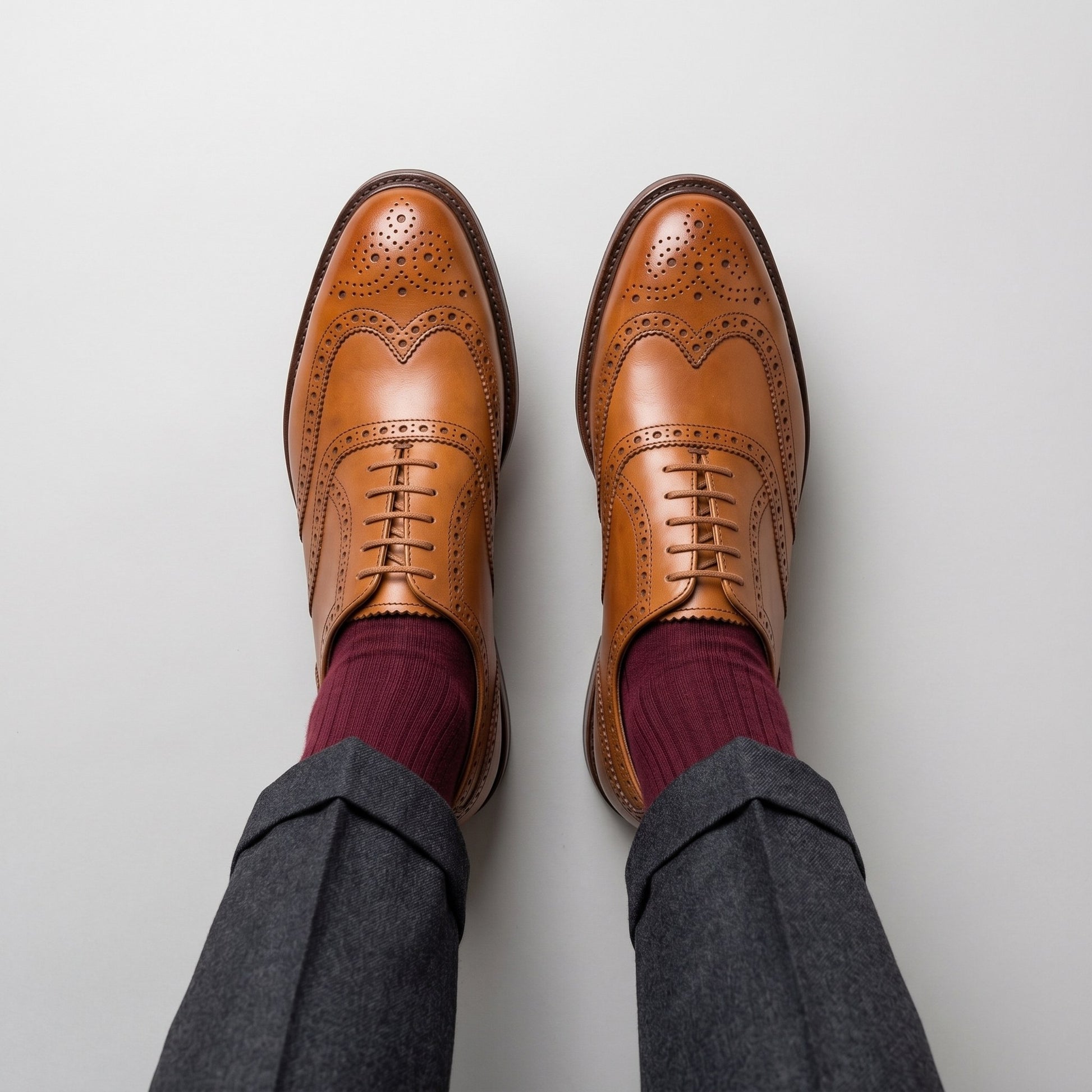 Luxury Edition - Artisian Made Tan Italian Leather Imola Wingtip Brogue Oxford Shoes