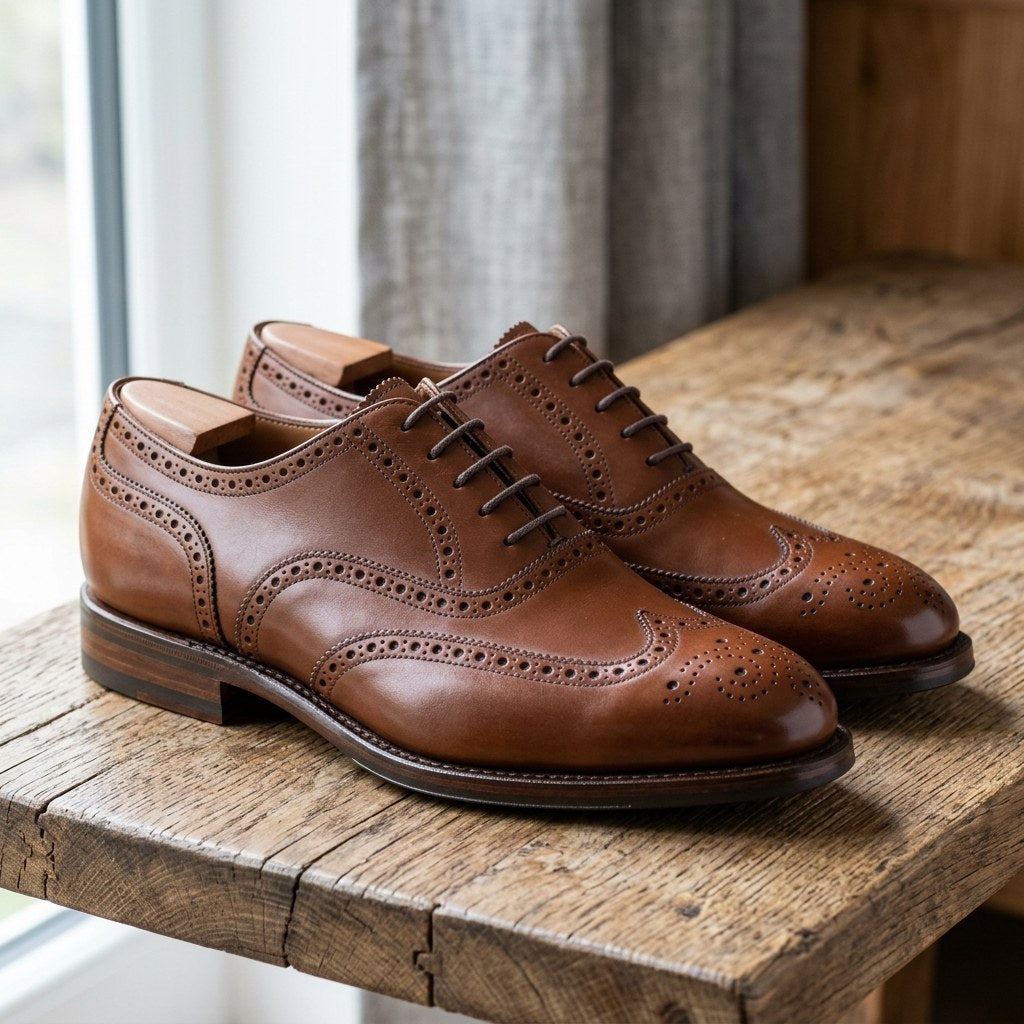 Luxury Edition - Artisian Made Brown Italian Leather Arona Wingtip Brogue Oxford Shoes