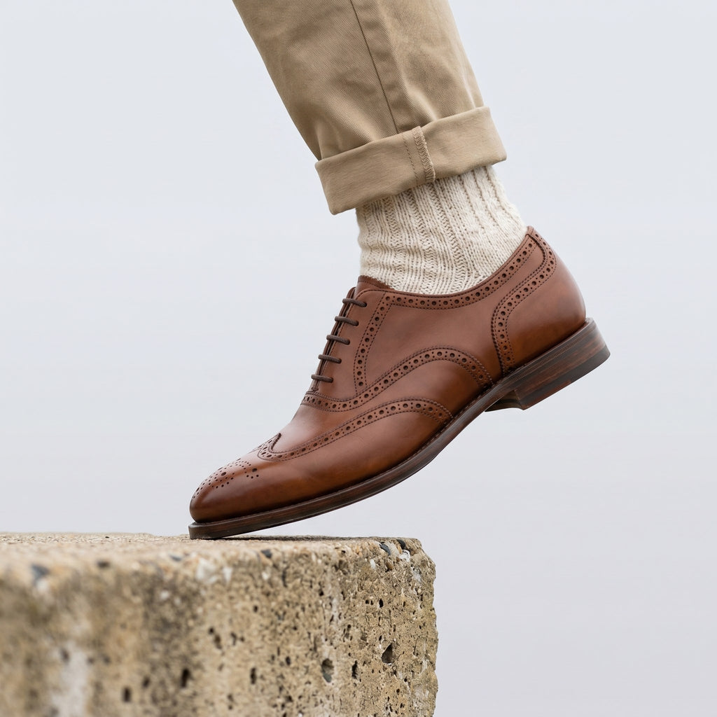 Luxury Edition - Artisian Made Brown Italian Leather Arona Wingtip Brogue Oxford Shoes