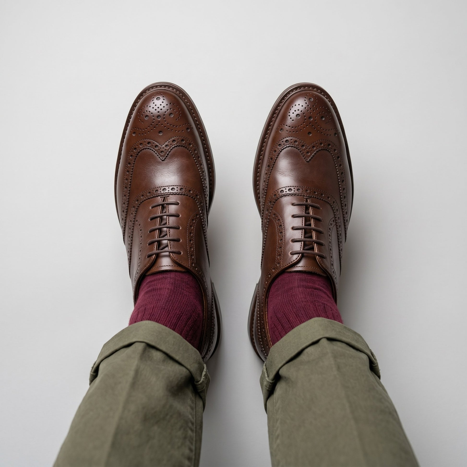 Luxury Edition - Artisian Made Brown Italian Leather Asolo Wingtip Brogue Oxford Shoes