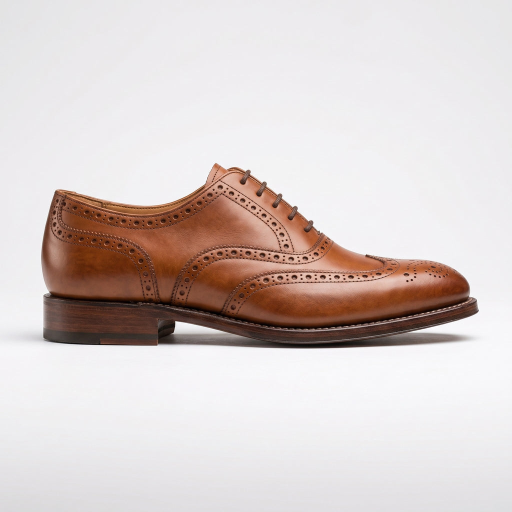 Luxury Edition - Artisian Made Brown Italian Leather Bitonto Wingtip Brogue Oxford Shoes