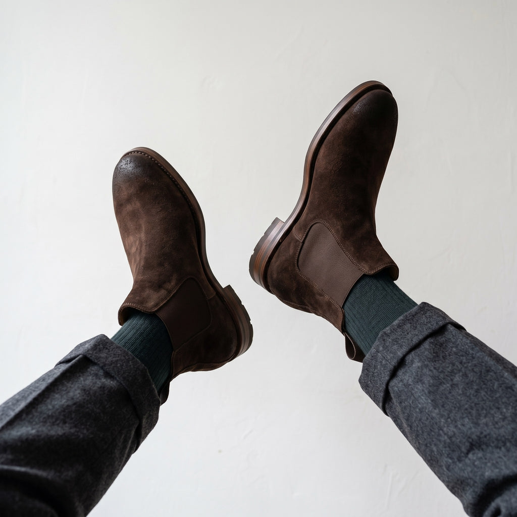 Luxury Edition - Artisian Made Brown Italian Suede Bolzano Chelsea Boots