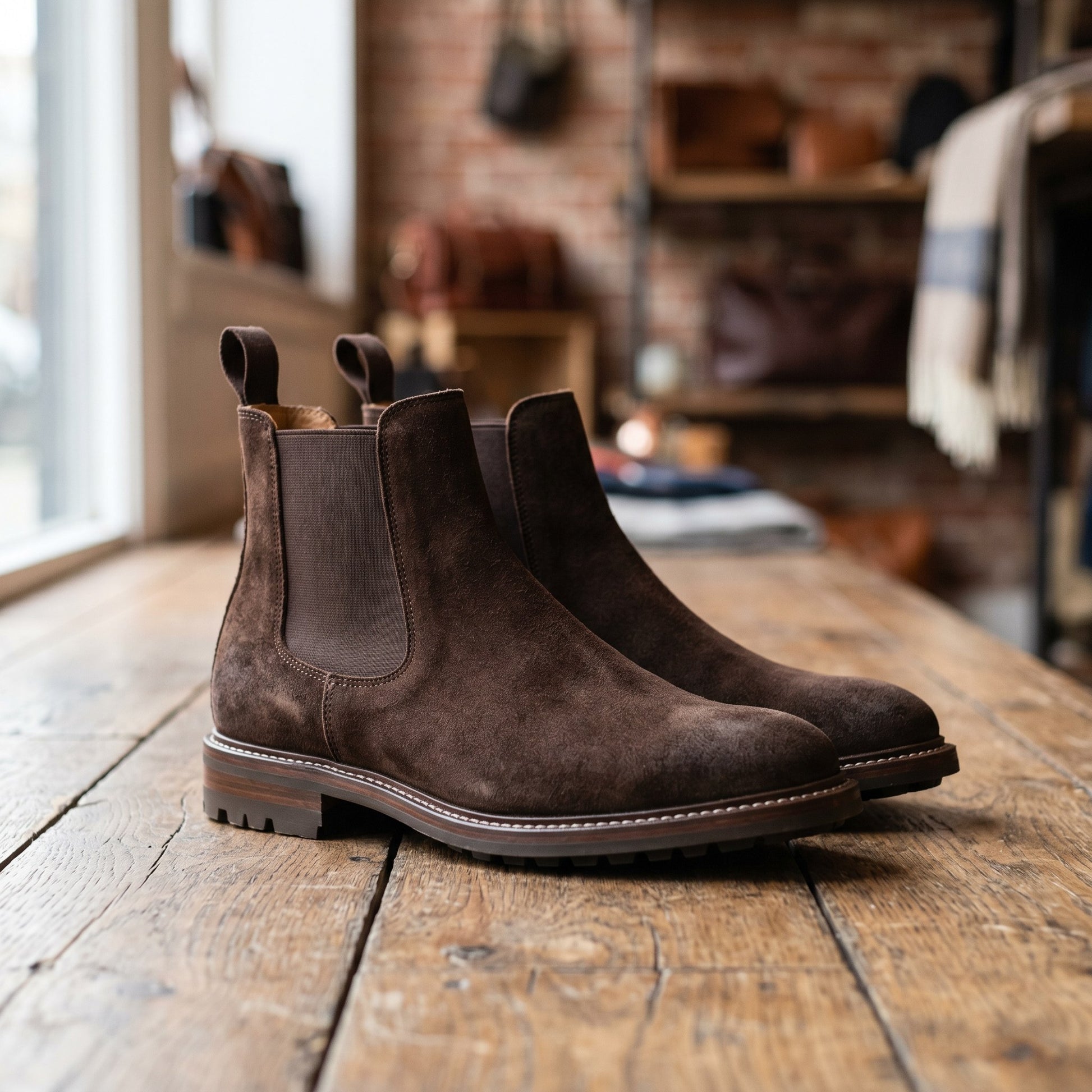 Luxury Edition - Artisian Made Brown Italian Suede Camogli Wingtip Brogue Chelsea Boots