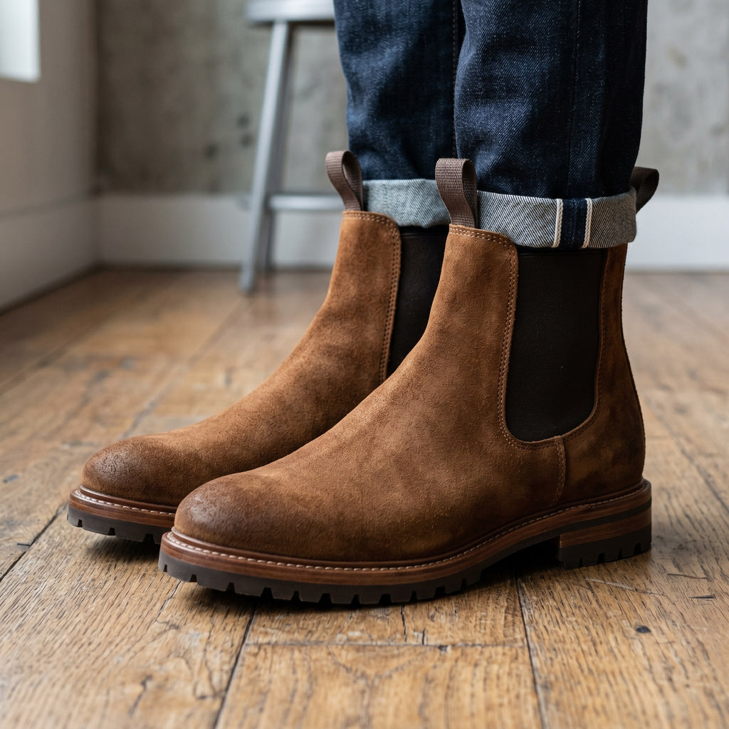 Luxury Edition - Artisian Made Brown Italian Suede Cantu Chelsea Boots