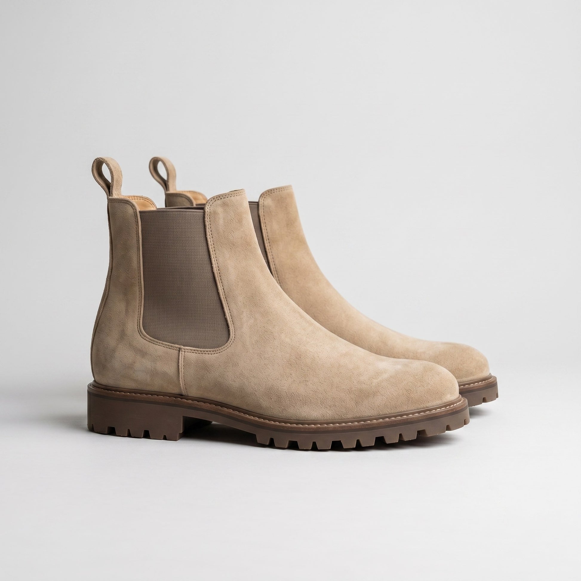 Luxury Edition - Artisian Made Beige Italian Suede Carrara Chelsea Boots
