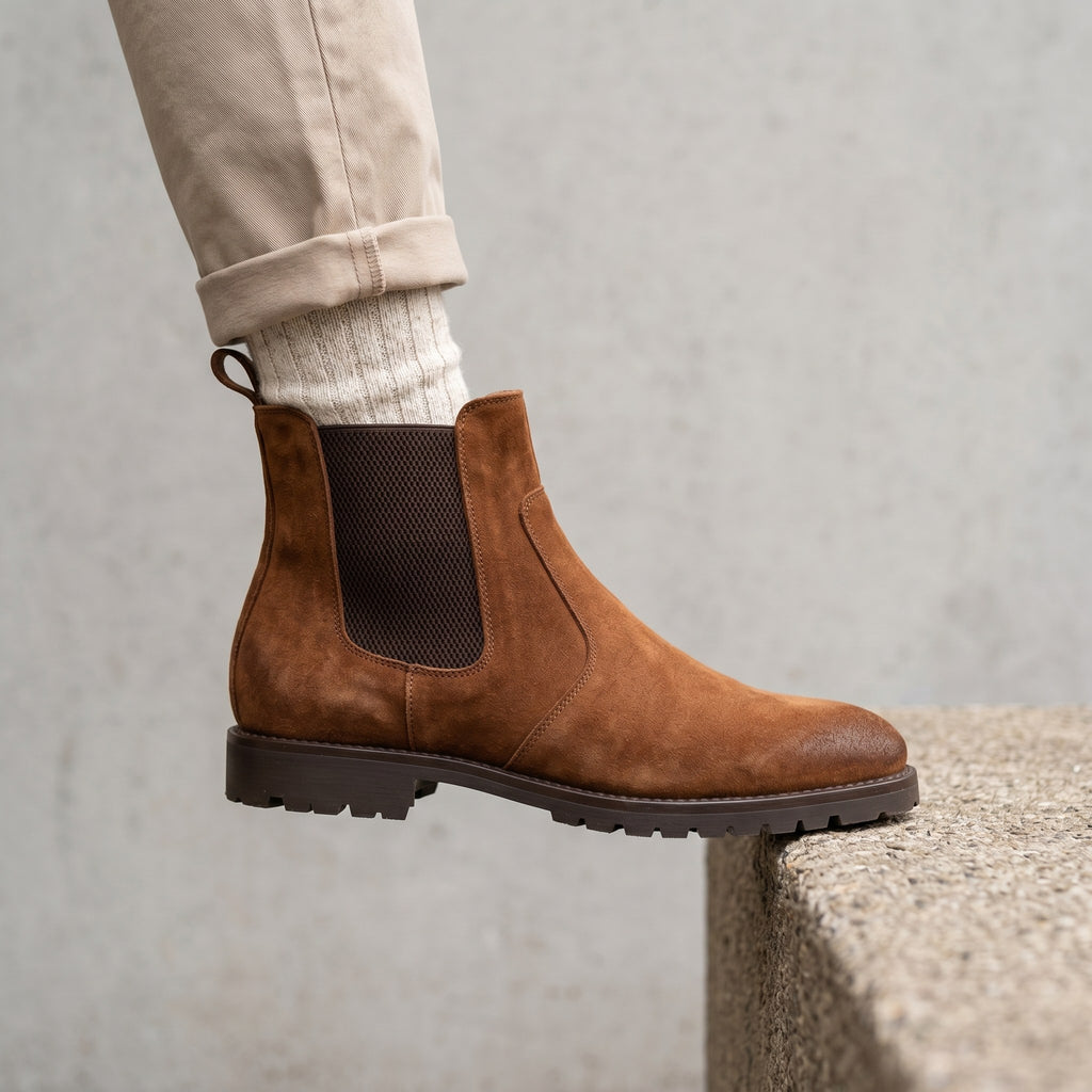 Luxury Edition - Artisian Made Tan Italian Suede Cascina Chelsea Boots