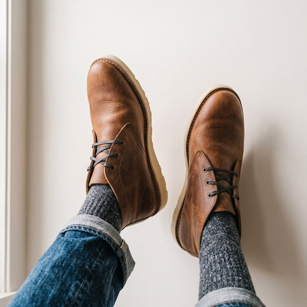Luxury Edition - Artisian Made Tan Italian Leather Cefalu Chukka Boots