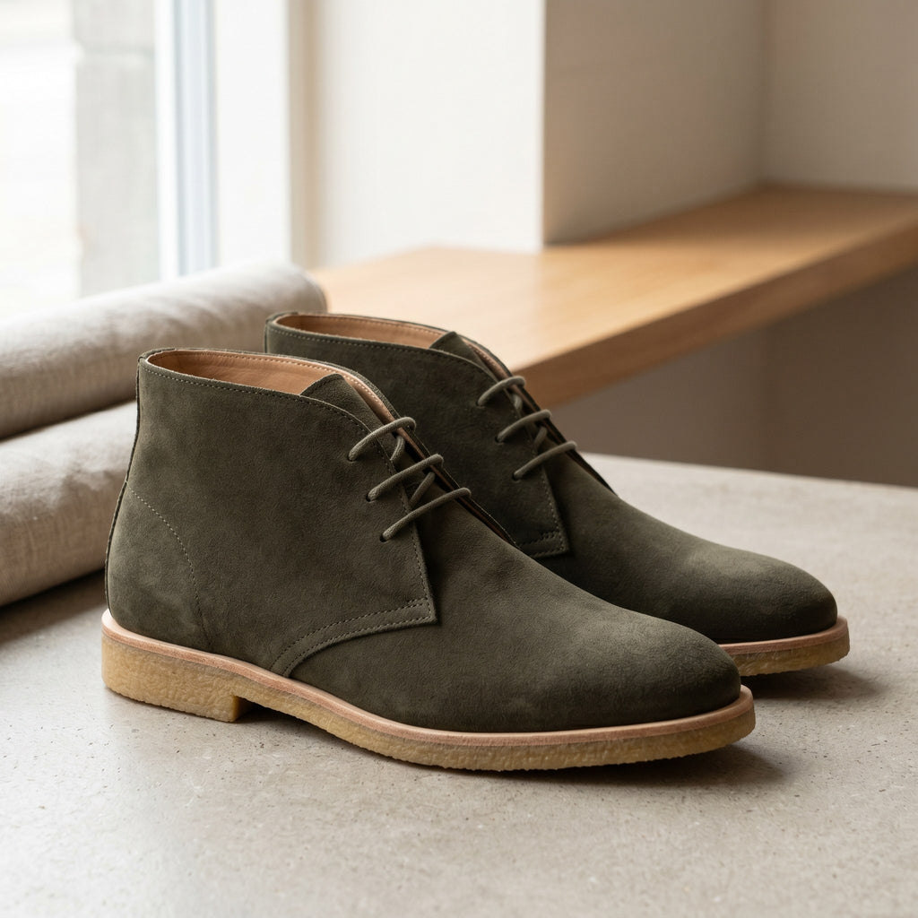 Luxury Edition - Artisian Made Green Italian Suede Cesenatico Chukka Boots