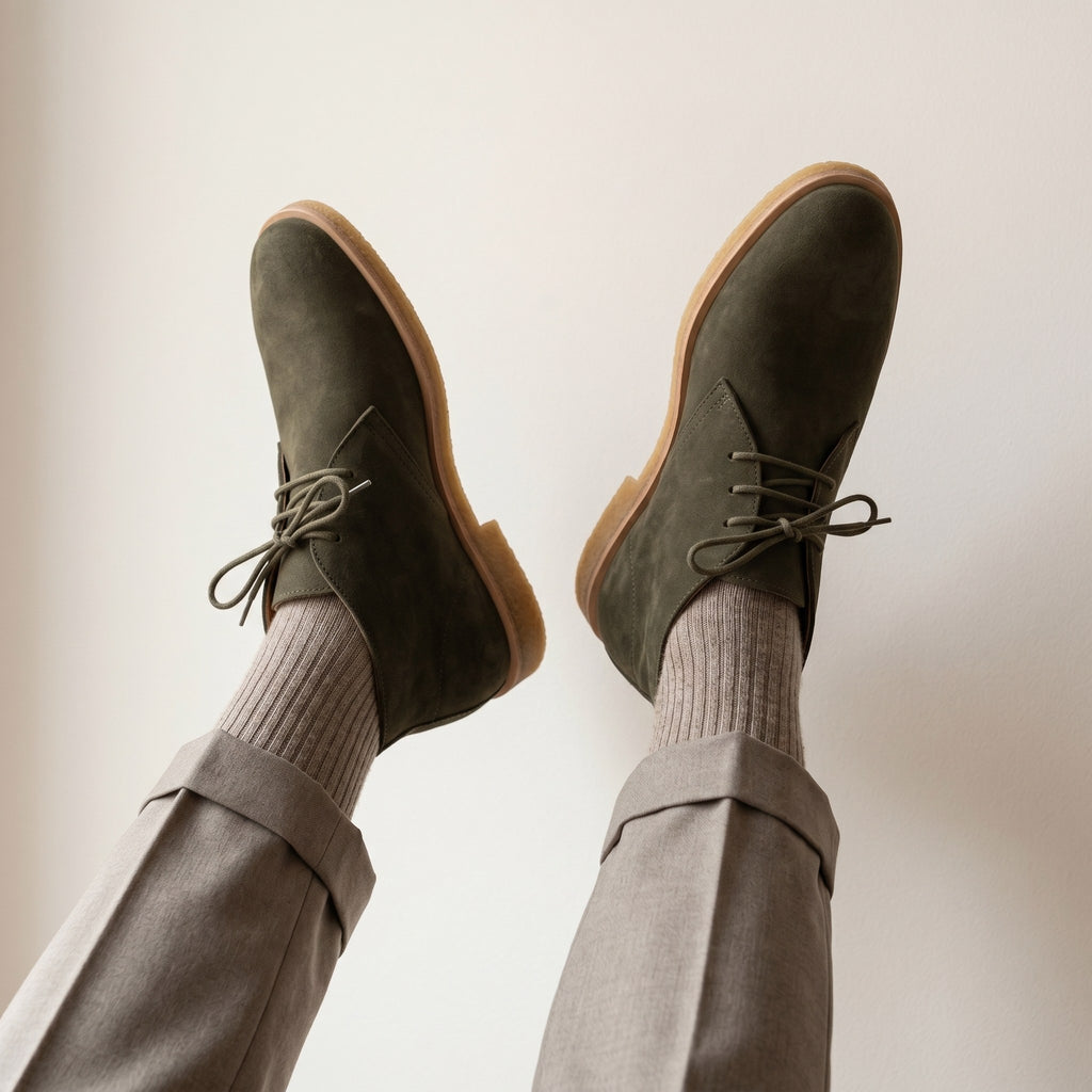 Luxury Edition - Artisian Made Green Italian Suede Cesenatico Chukka Boots