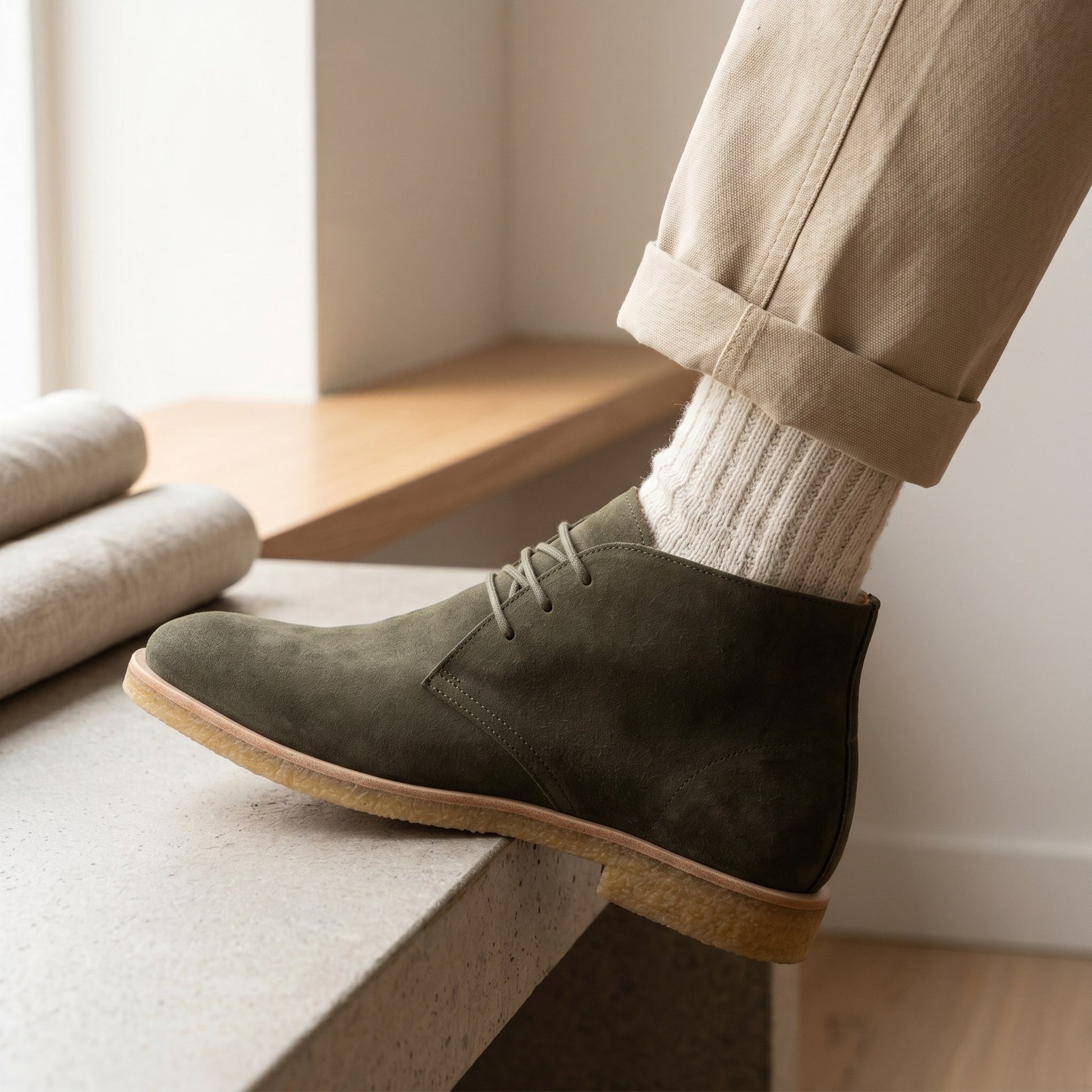 Luxury Edition - Artisian Made Green Italian Suede Cesenatico Chukka Boots