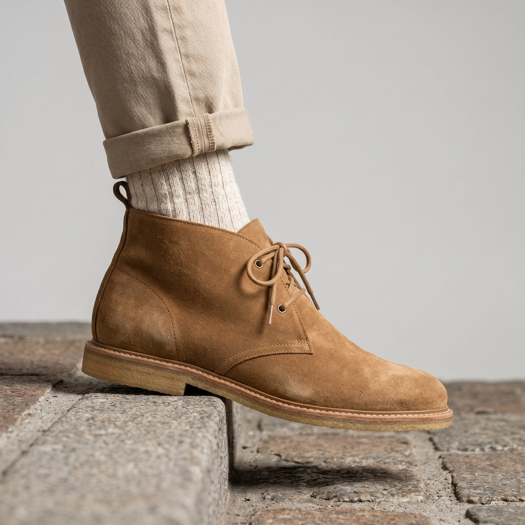 Luxury Edition - Artisian Made Tan Italian Suede Cividale Chukka Boots
