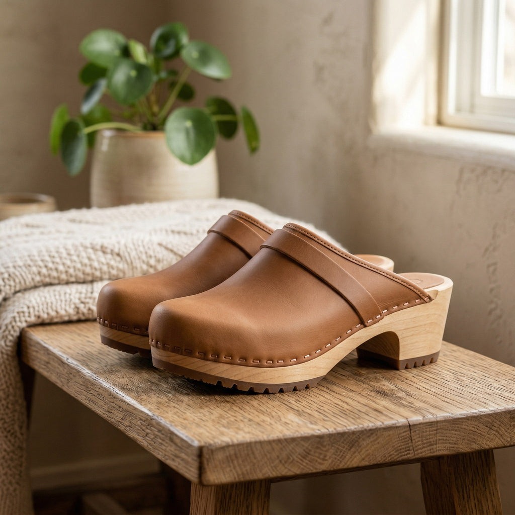 Luxury Edition - Artisian Made Tan Italian Leather Conegliano Clogs