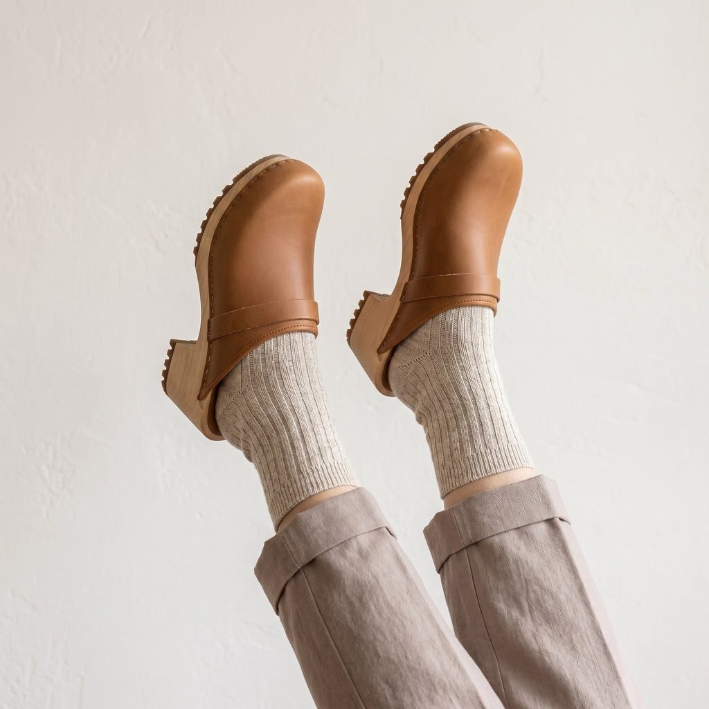 Luxury Edition - Artisian Made Tan Italian Leather Conegliano Clogs