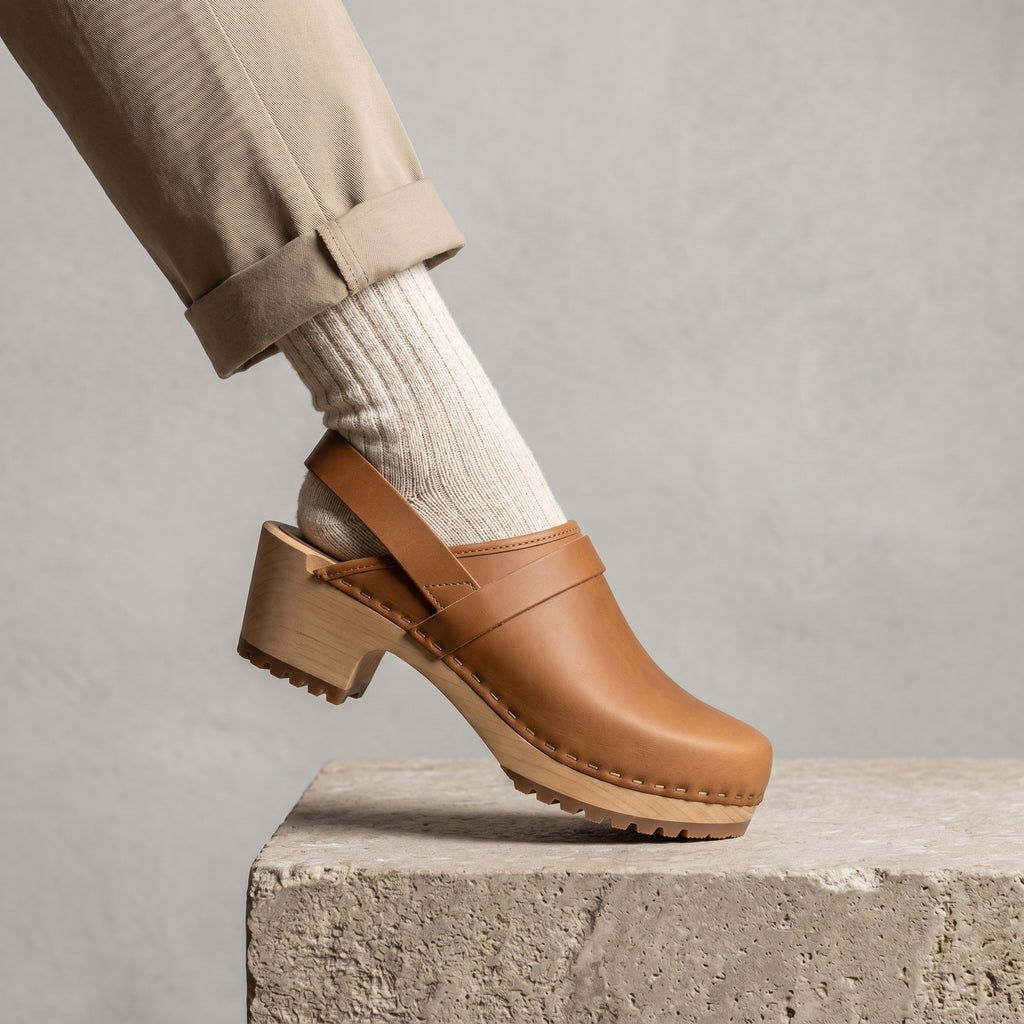 Luxury Edition - Artisian Made Tan Italian Leather Conegliano Clogs