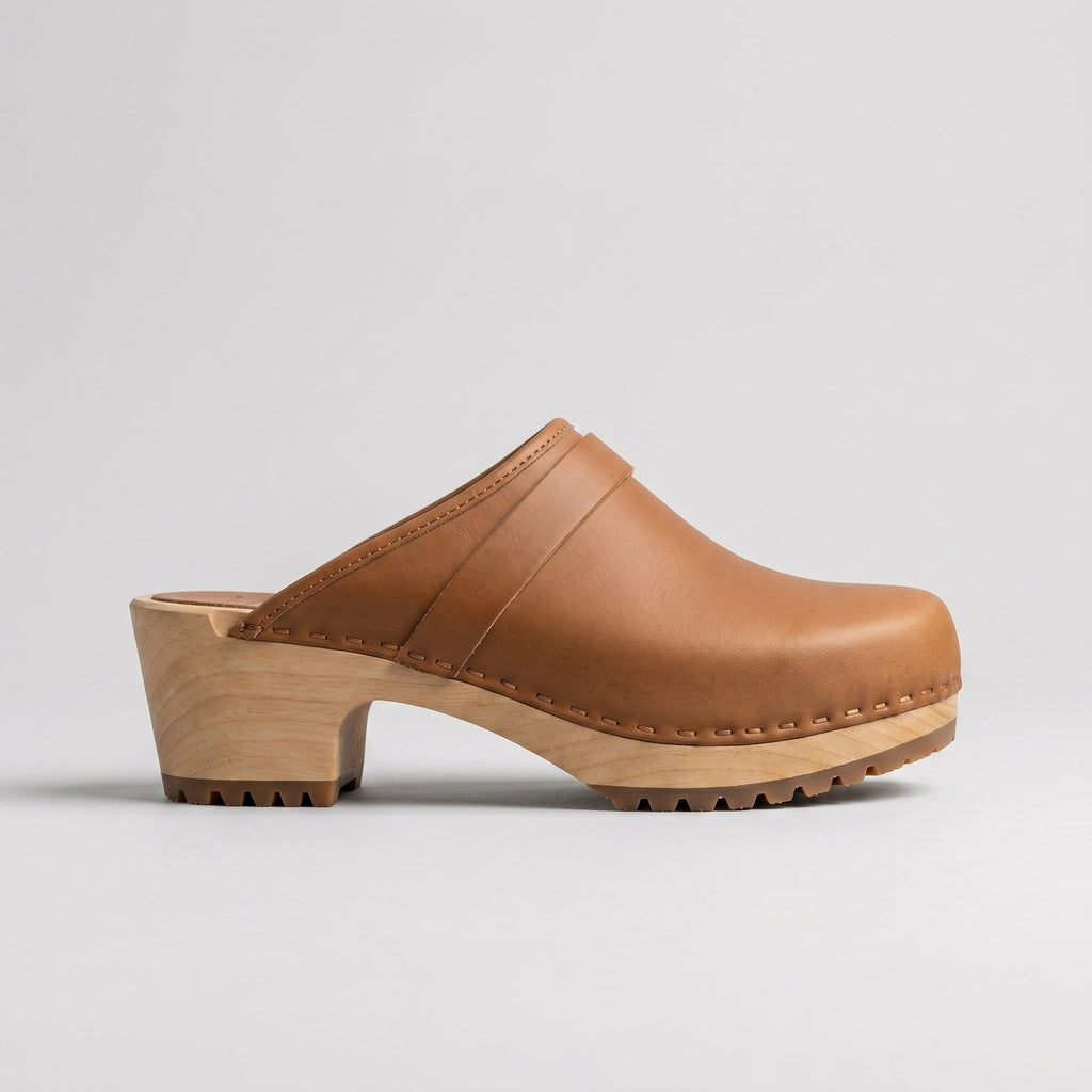 Luxury Edition - Artisian Made Tan Italian Leather Conegliano Clogs