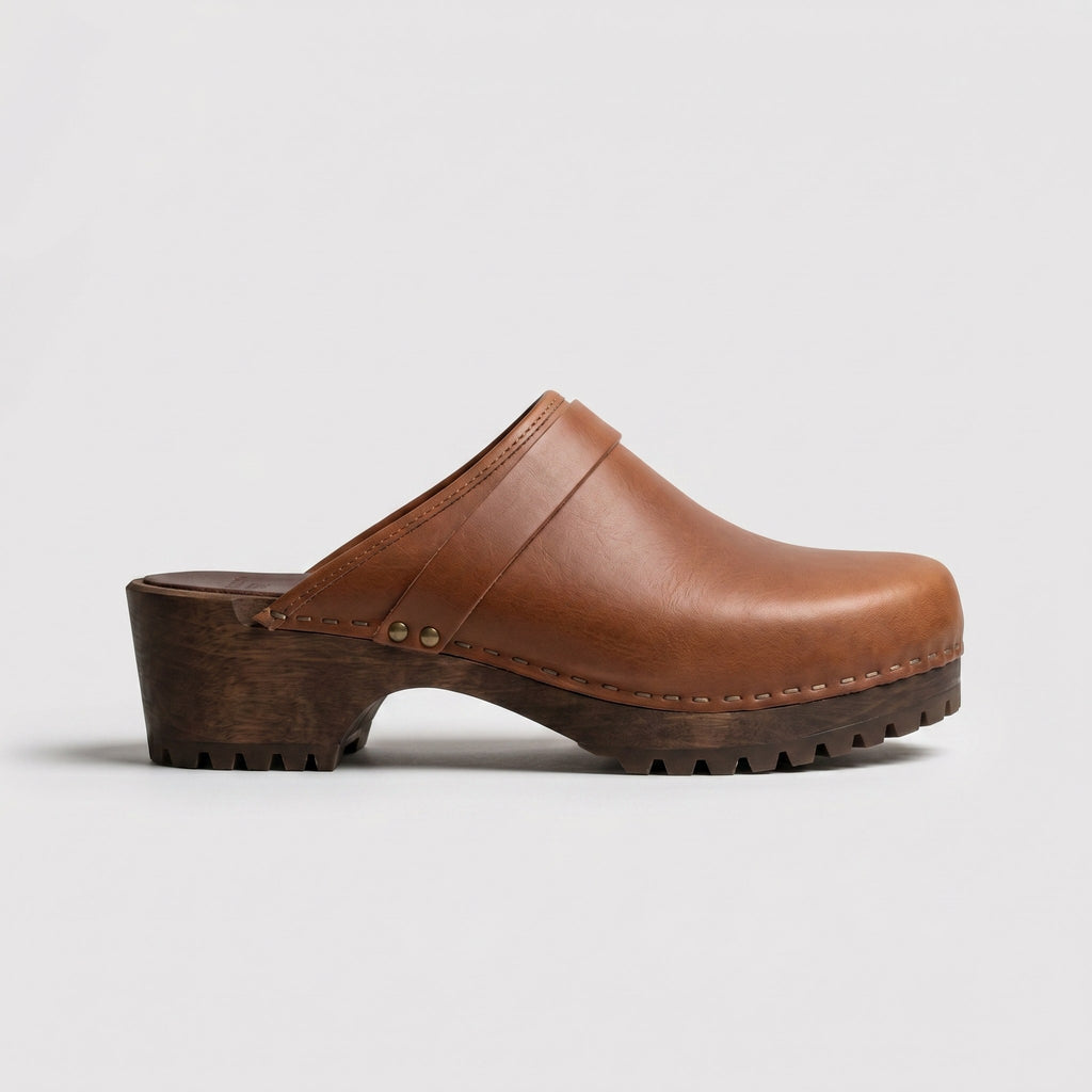 Luxury Edition - Artisian Made Brown Italian Leather Fabriano Clogs