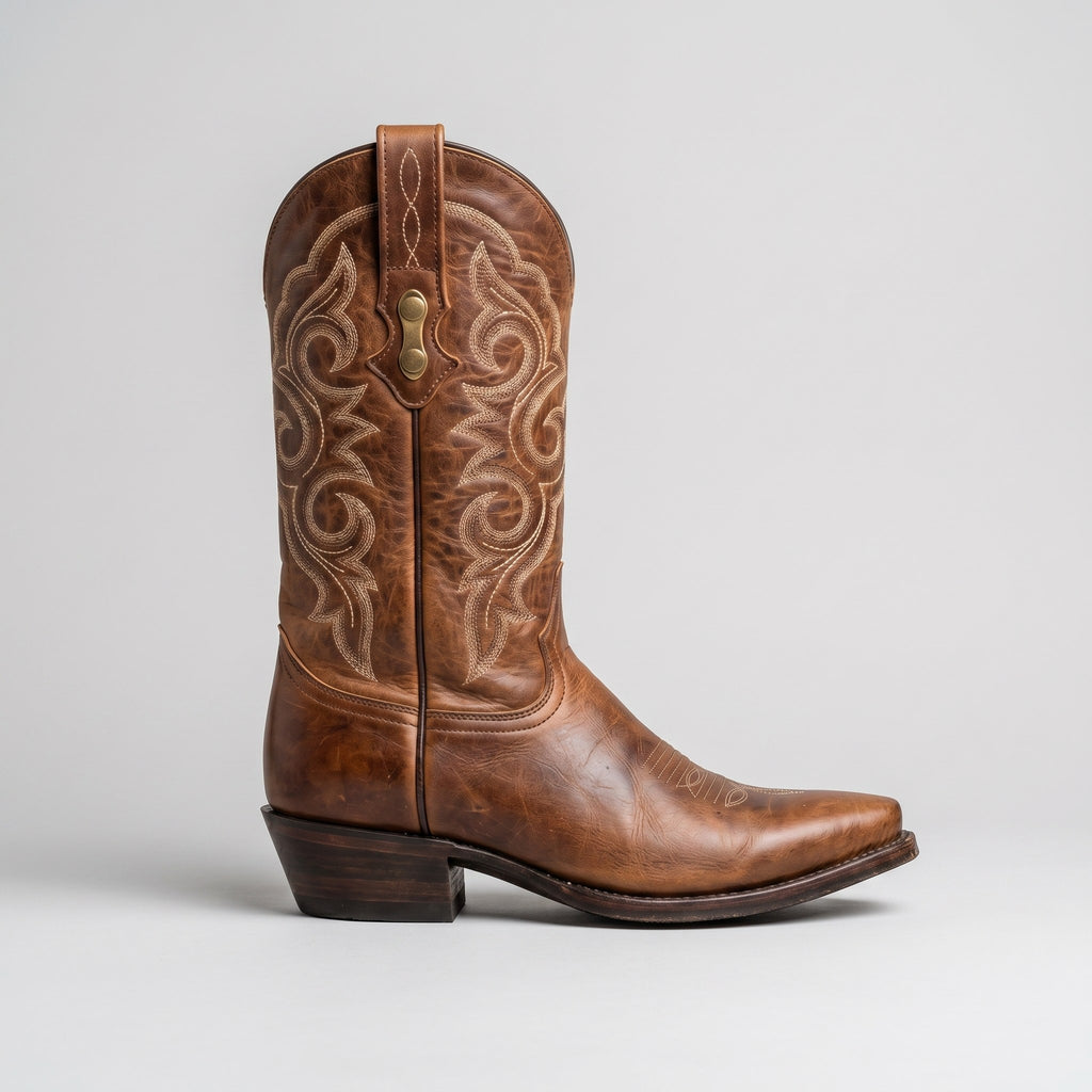 Luxury Edition - Artisian Made Tan Italian Leather Foligno Cowboy Boots