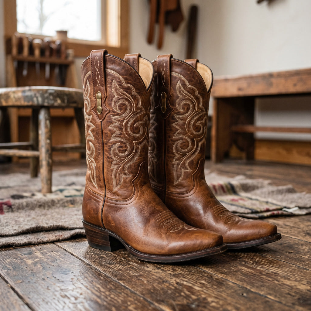 Luxury Edition - Artisian Made Tan Italian Leather Foligno Cowboy Boots