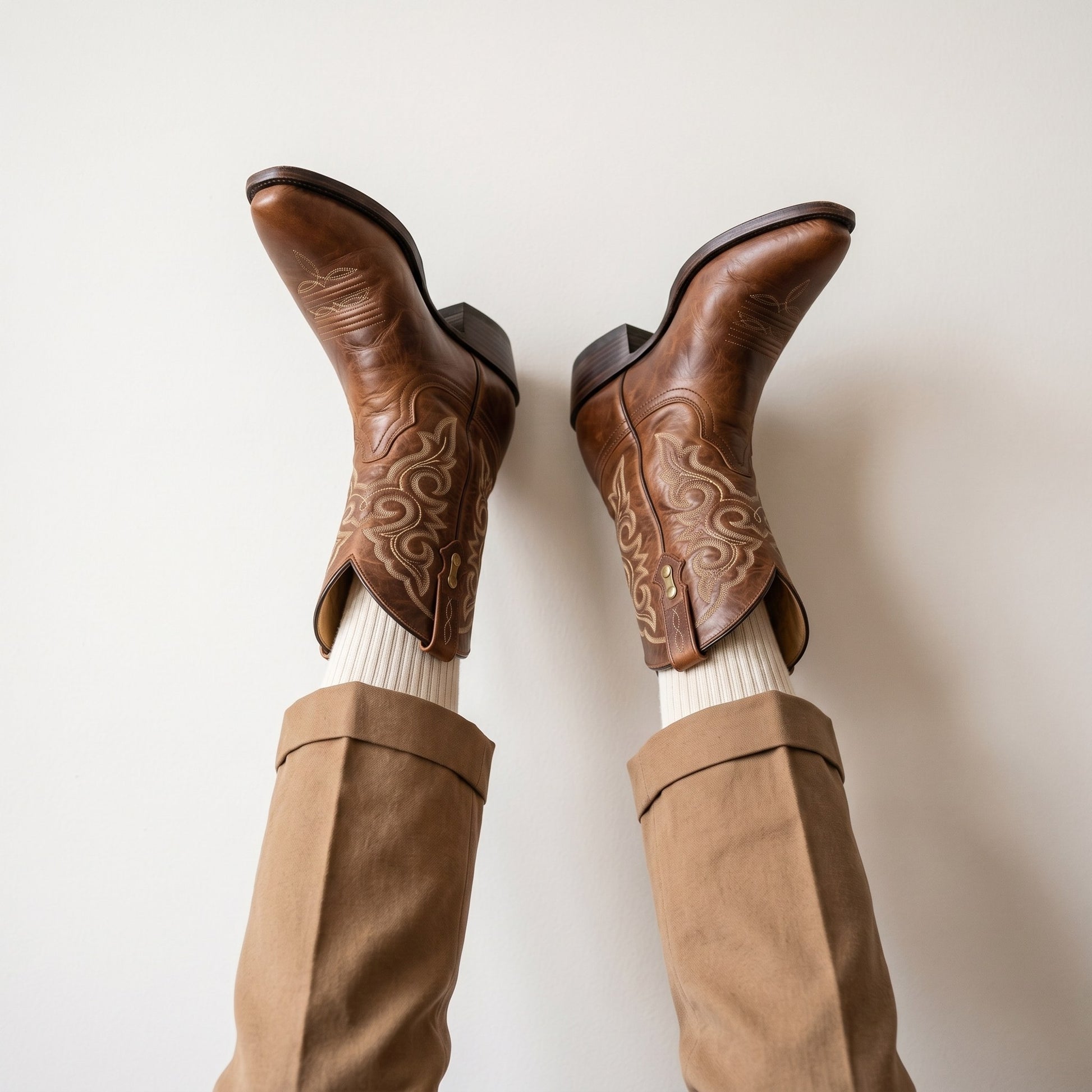 Luxury Edition - Artisian Made Tan Italian Leather Foligno Cowboy Boots