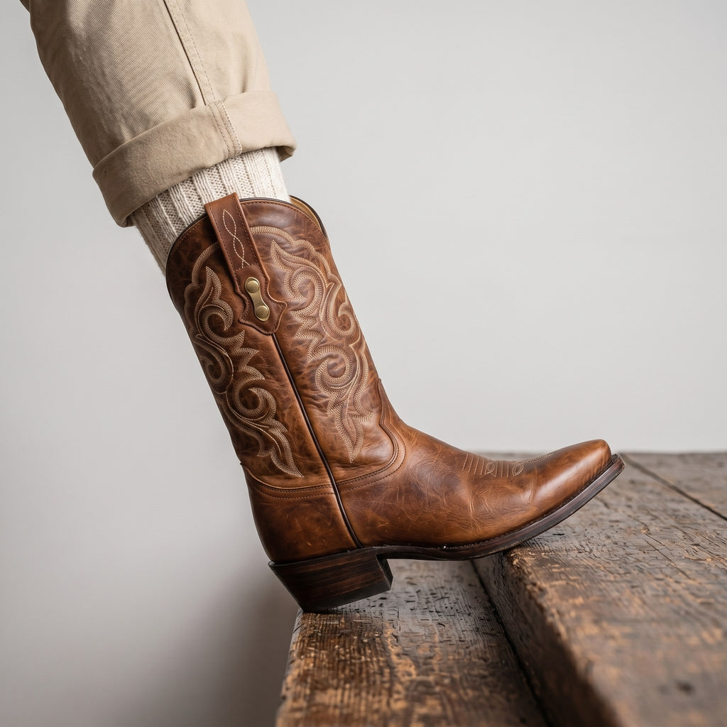 Luxury Edition - Artisian Made Tan Italian Leather Foligno Cowboy Boots