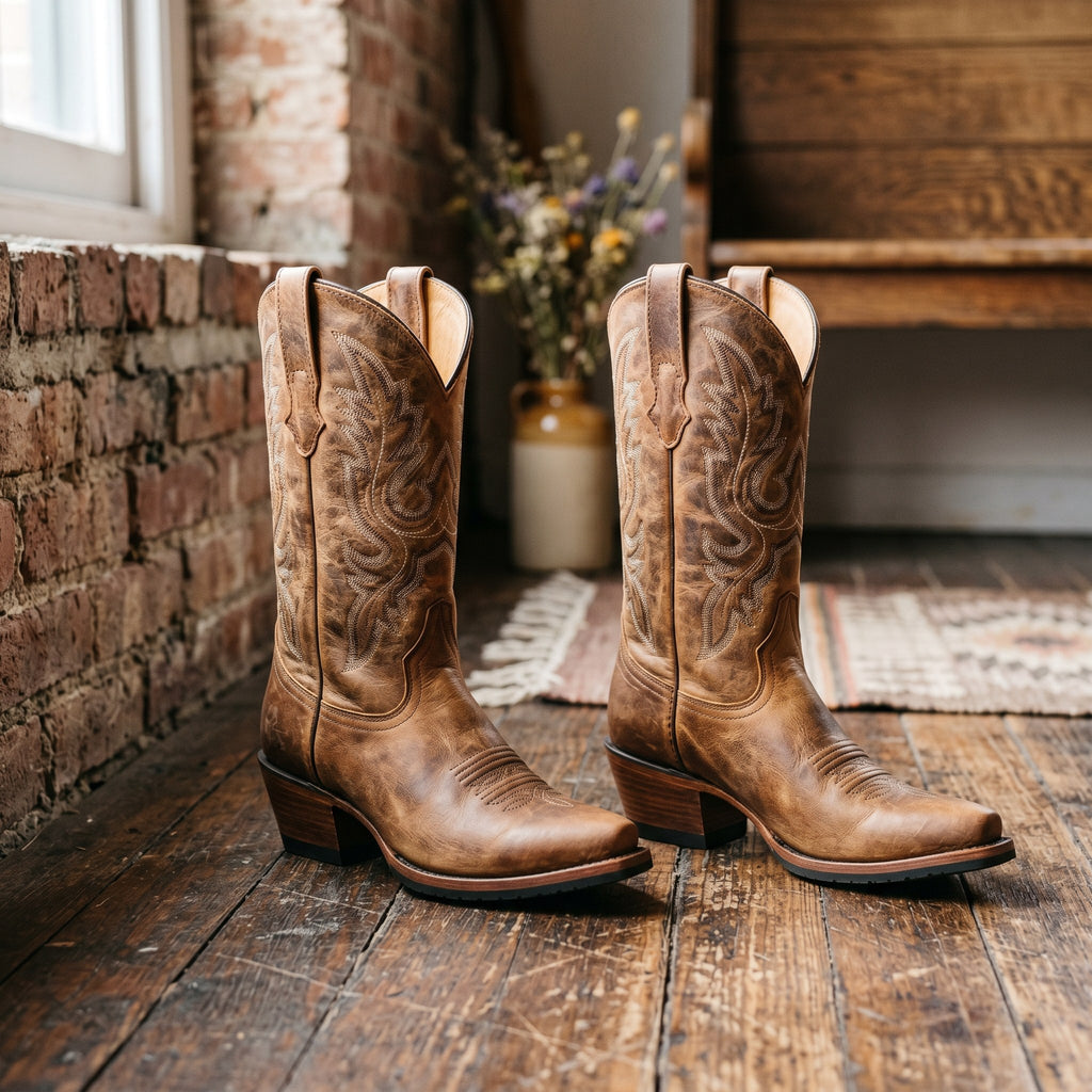 Luxury Edition - Artisian Made Tan Italian Leather Forli Cowboy Boots