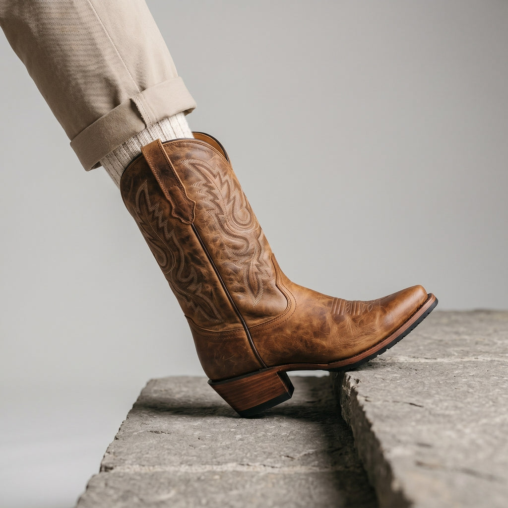 Luxury Edition - Artisian Made Tan Italian Leather Forli Cowboy Boots