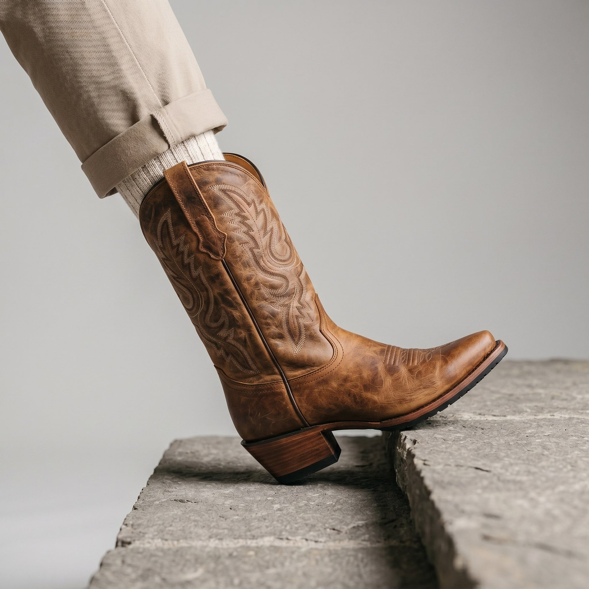 Luxury Edition - Artisian Made Tan Italian Leather Forli Cowboy Boots