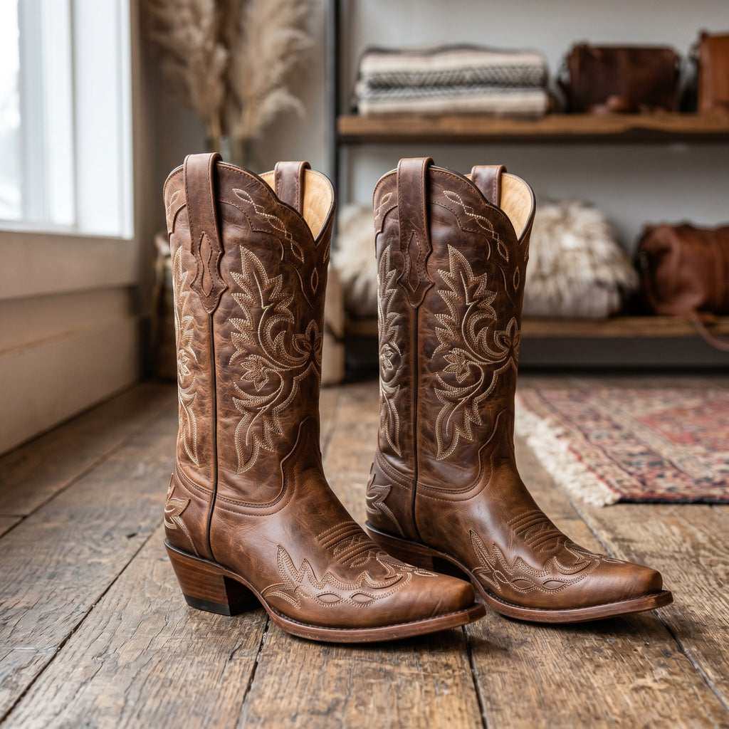 Luxury Edition - Artisian Made Tan Italian Leather Fossano Cowboy Boots
