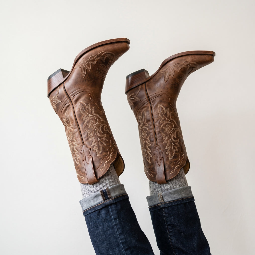 Luxury Edition - Artisian Made Tan Italian Leather Fossano Cowboy Boots