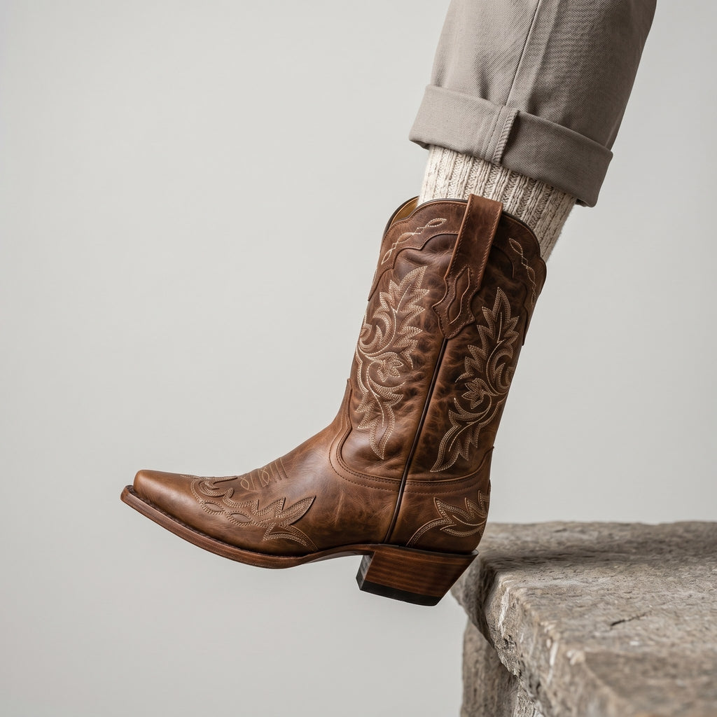 Luxury Edition - Artisian Made Tan Italian Leather Fossano Cowboy Boots