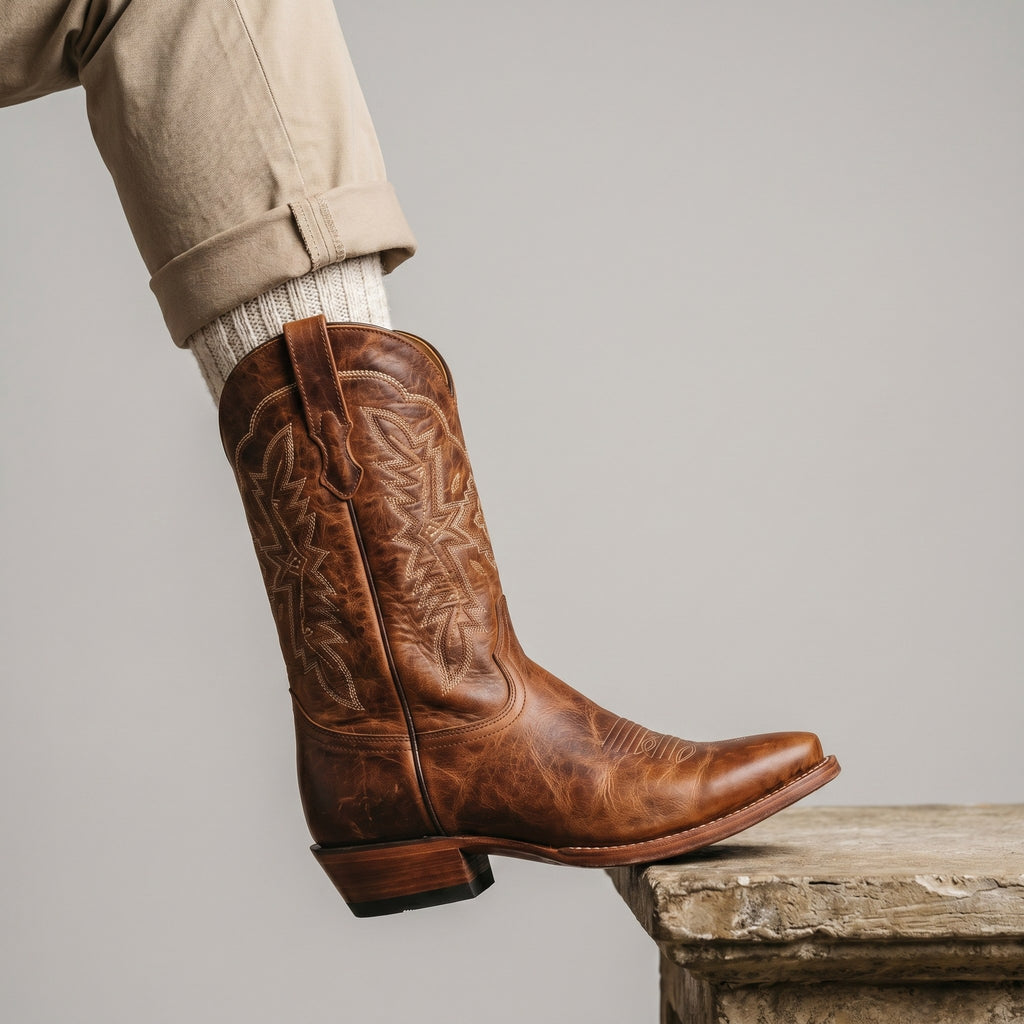 Luxury Edition - Artisian Made Tan Italian Leather Ischia Cowboy Boots