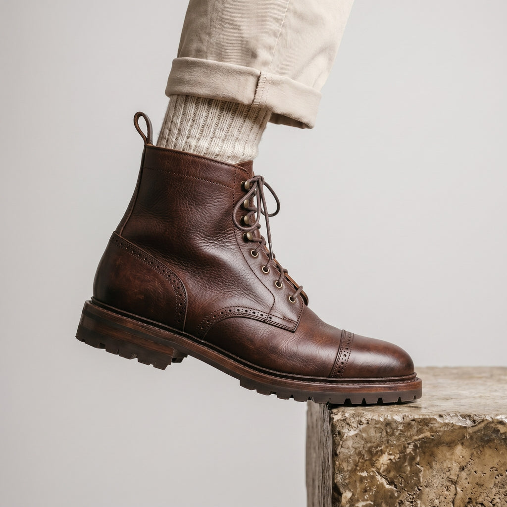 Luxury Edition - Artisian Made Brown Italian Leather Ivrea Derby Boots