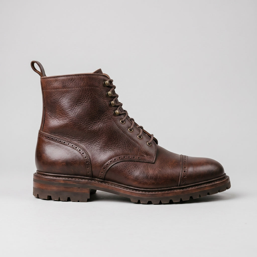 Luxury Edition - Artisian Made Brown Italian Leather Ivrea Derby Boots