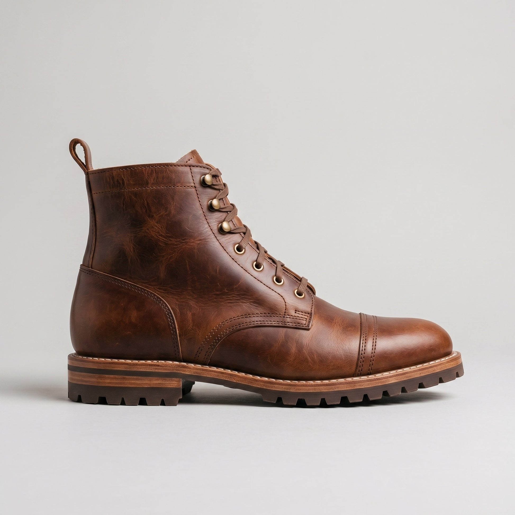 Luxury Edition - Artisian Made Brown Italian Leather Lecco Derby Boots