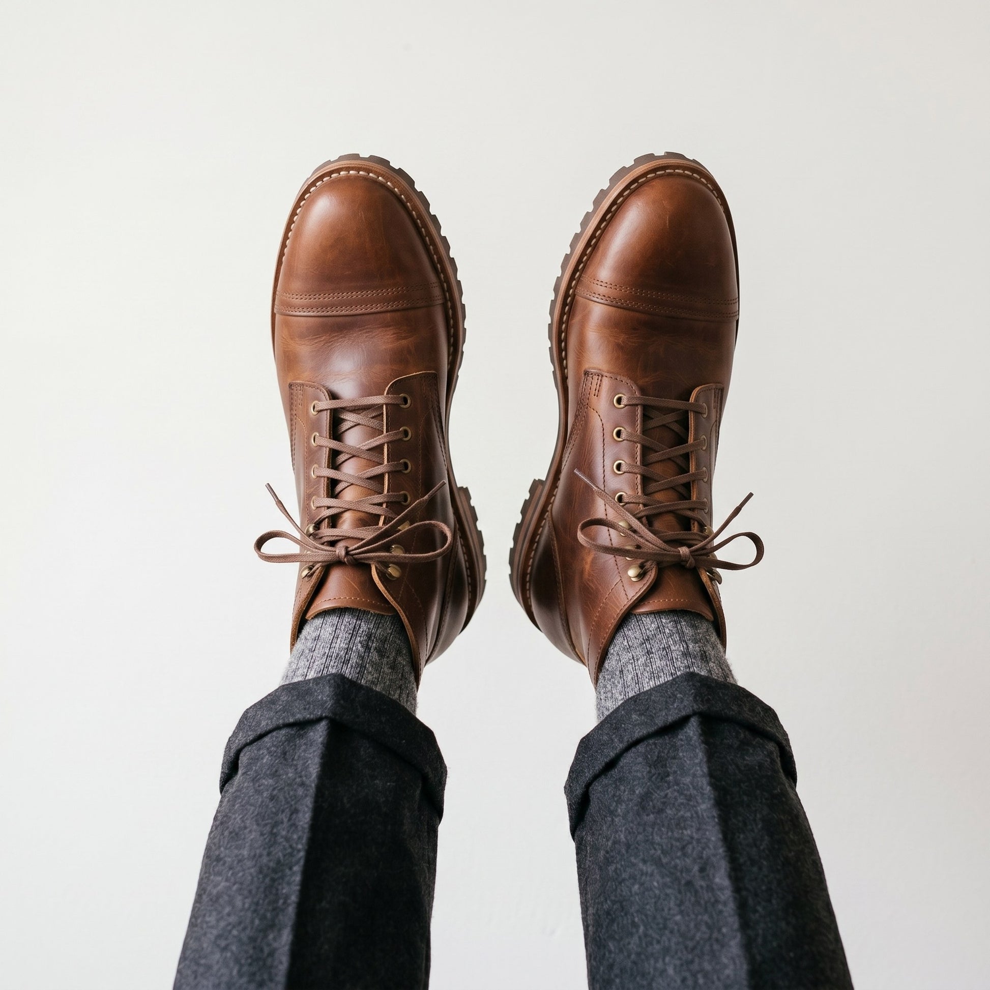 Luxury Edition - Artisian Made Brown Italian Leather Lecco Derby Boots