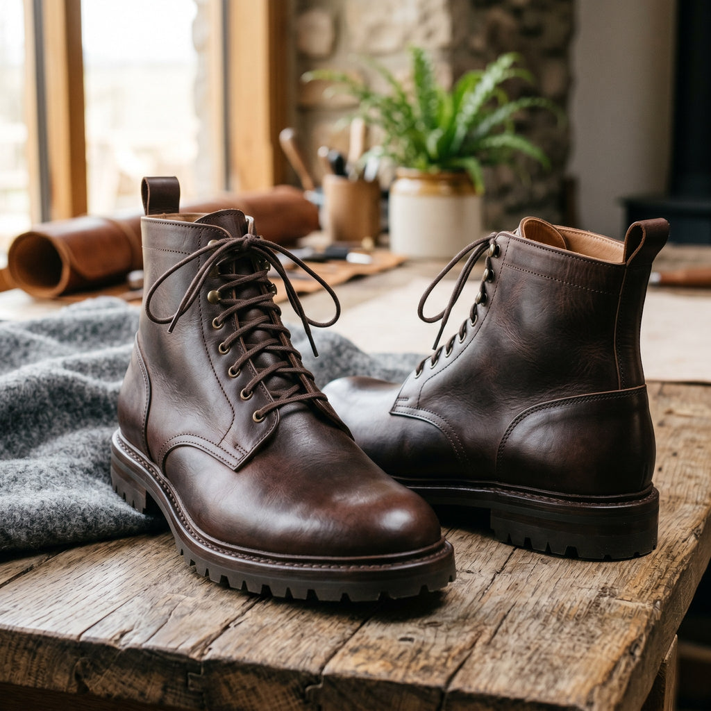 Luxury Edition - Artisian Made Brown Italian Leather Legnano Derby Boots