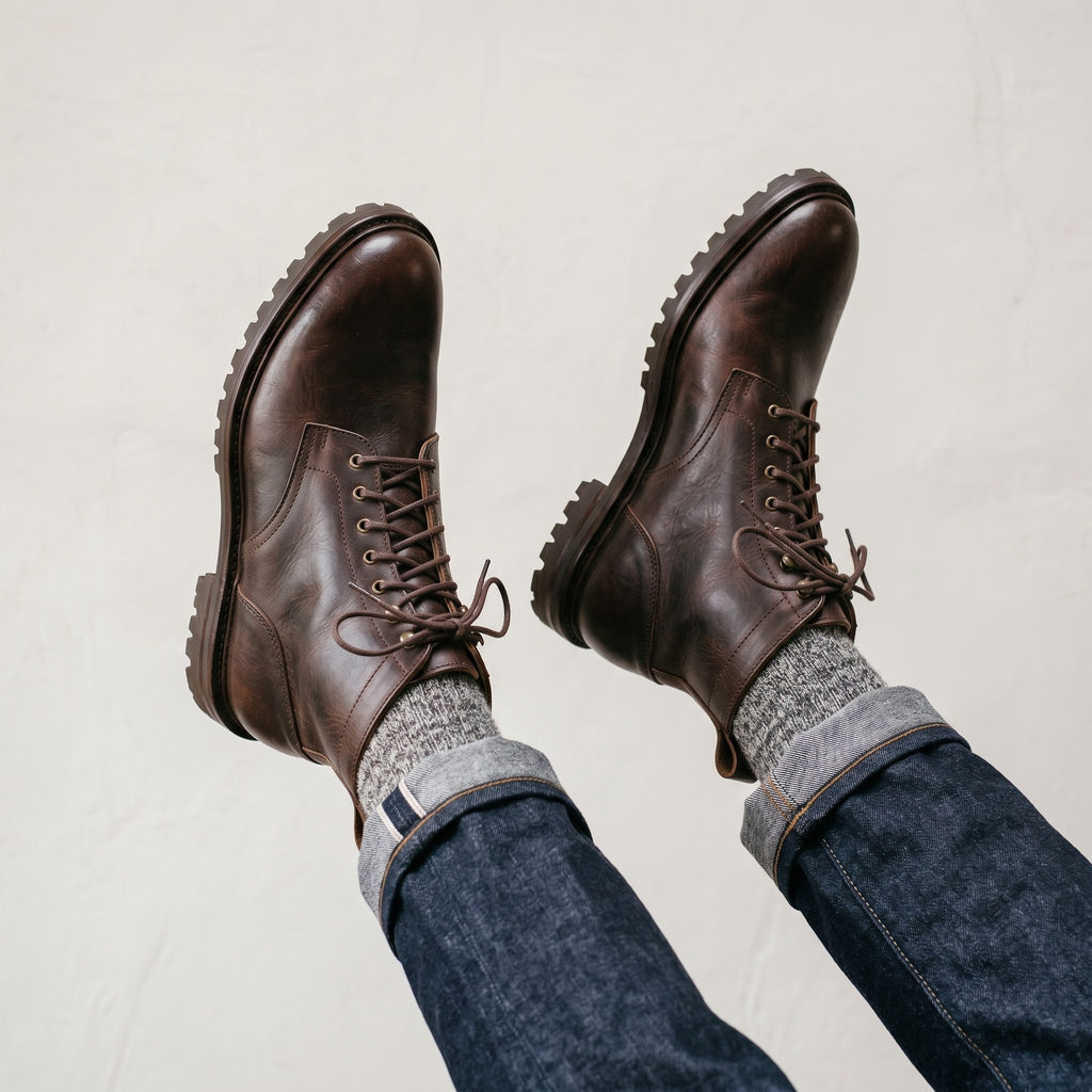 Luxury Edition - Artisian Made Brown Italian Leather Legnano Derby Boots