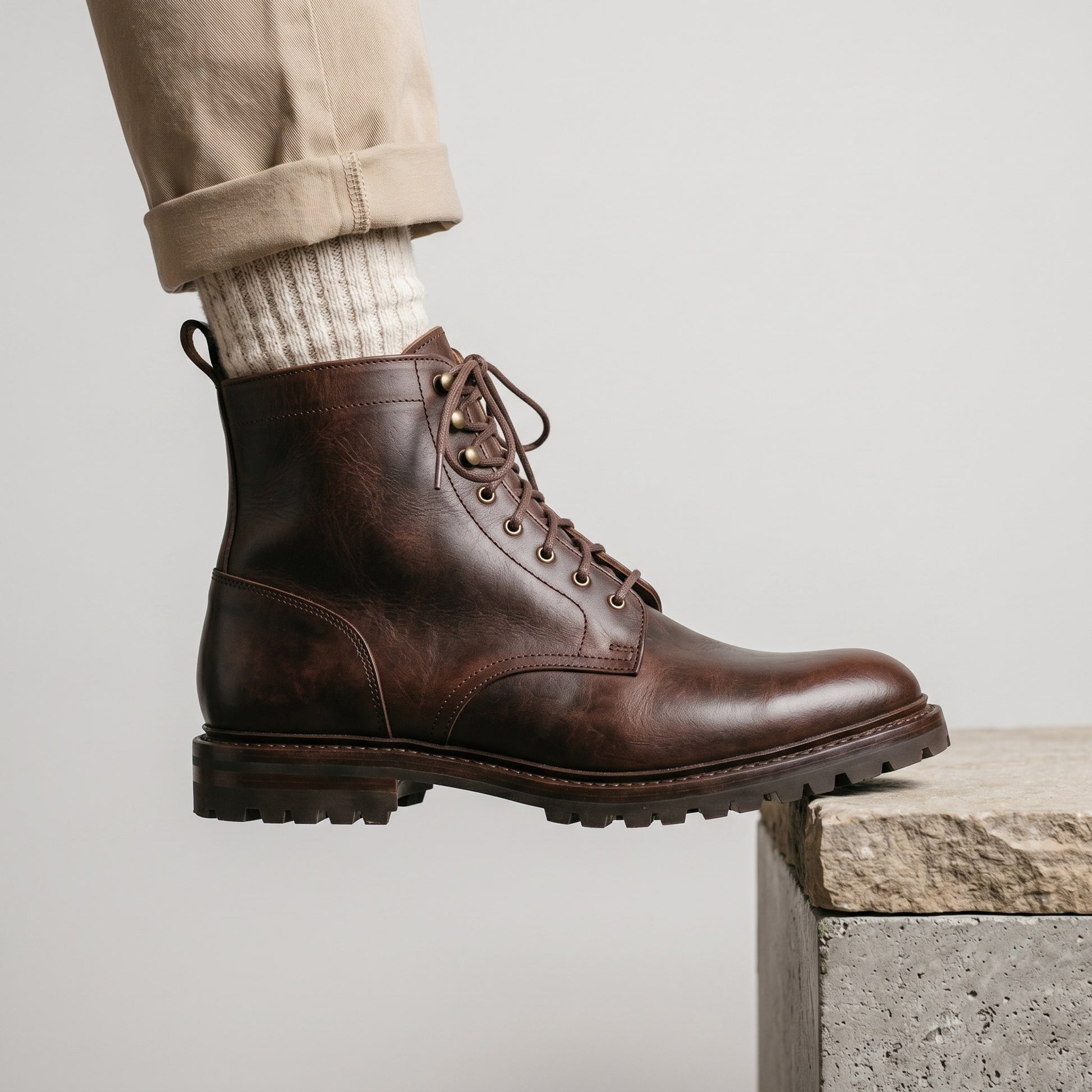 Luxury Edition - Artisian Made Brown Italian Leather Legnano Derby Boots