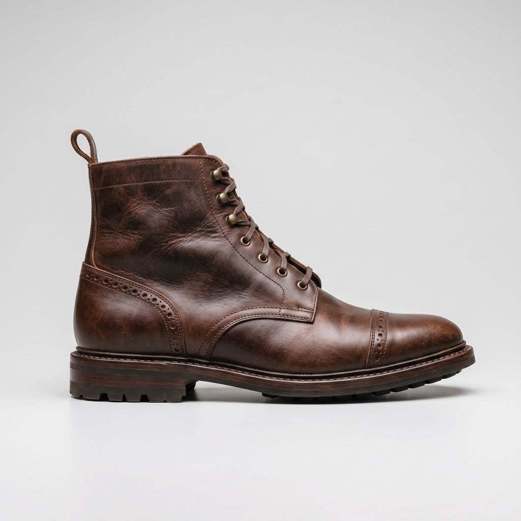 Luxury Edition - Artisian Made Brown Italian Leather Lerici Derby Boots