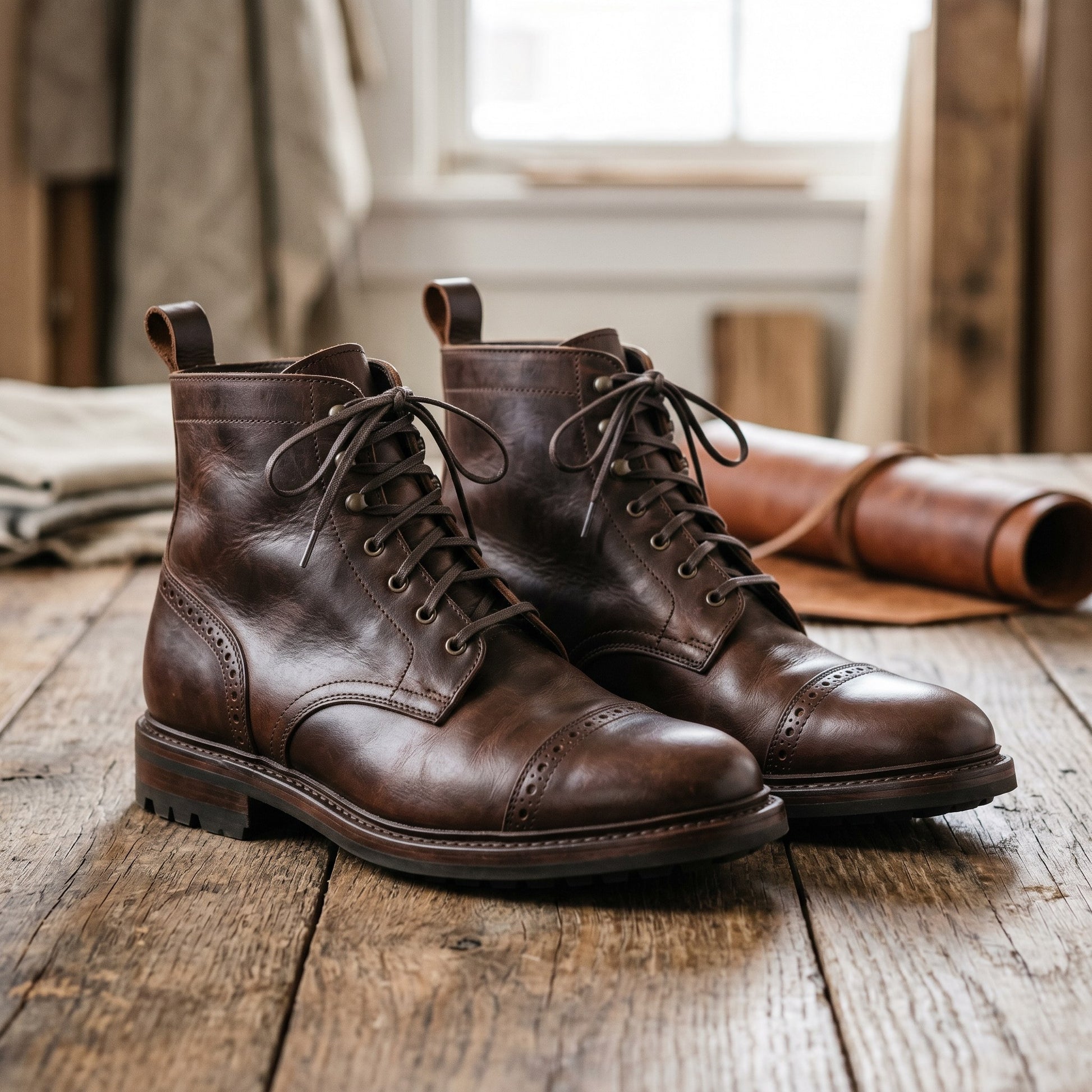 Luxury Edition - Artisian Made Brown Italian Leather Lerici Derby Boots