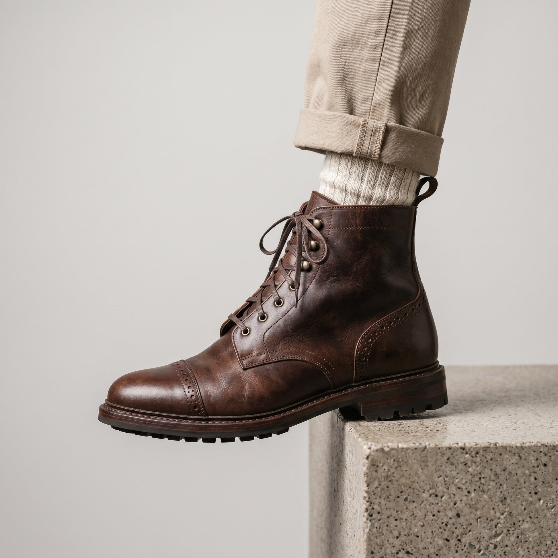 Luxury Edition - Artisian Made Brown Italian Leather Lerici Derby Boots