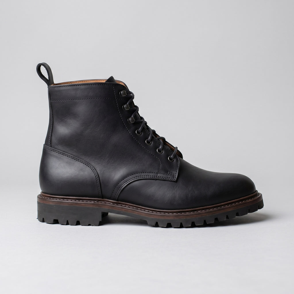 Luxury Edition - Artisian Made Black Italian Leather Lodi Derby Boots