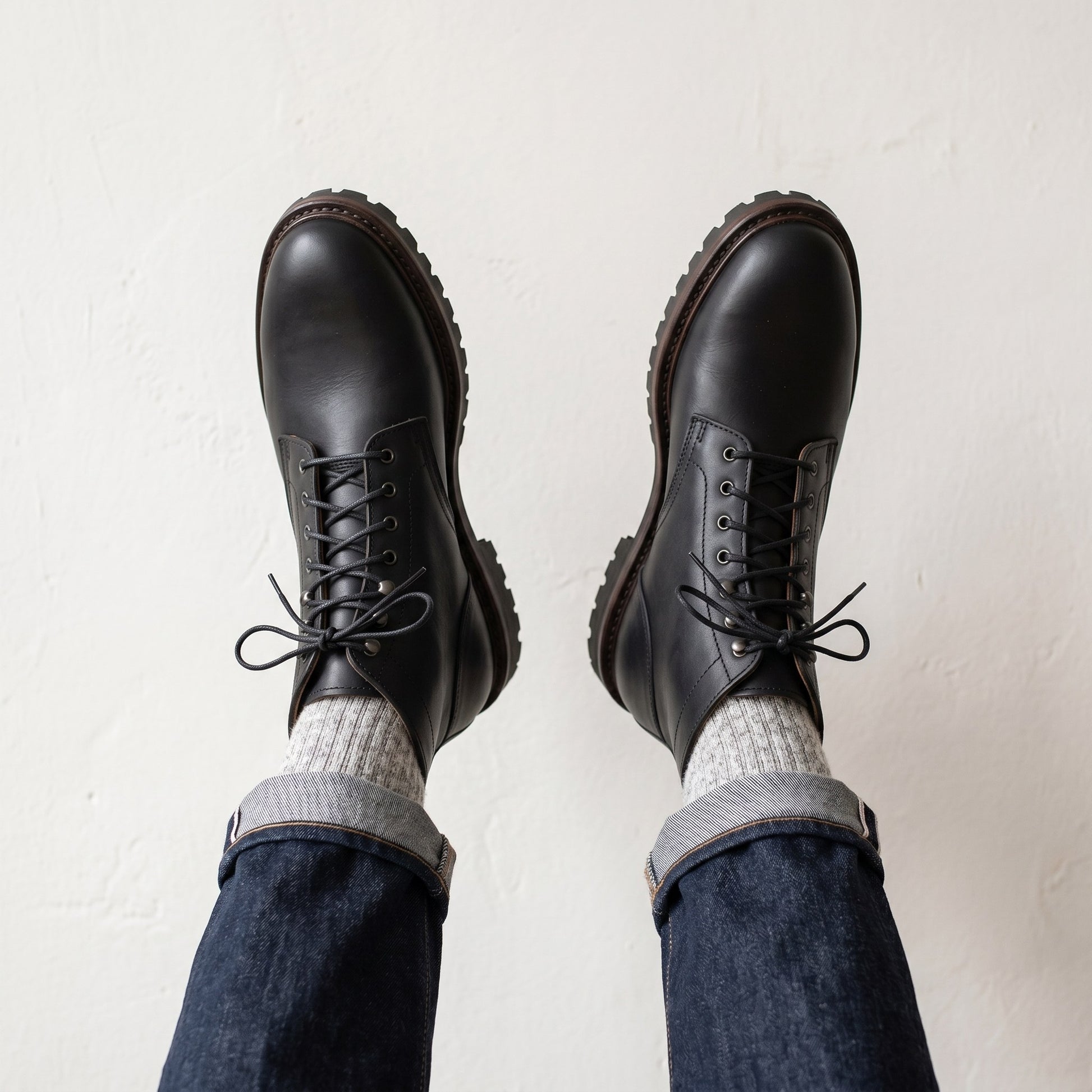 Luxury Edition - Artisian Made Black Italian Leather Lodi Derby Boots