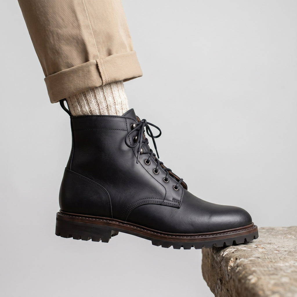 Luxury Edition - Artisian Made Black Italian Leather Lodi Derby Boots